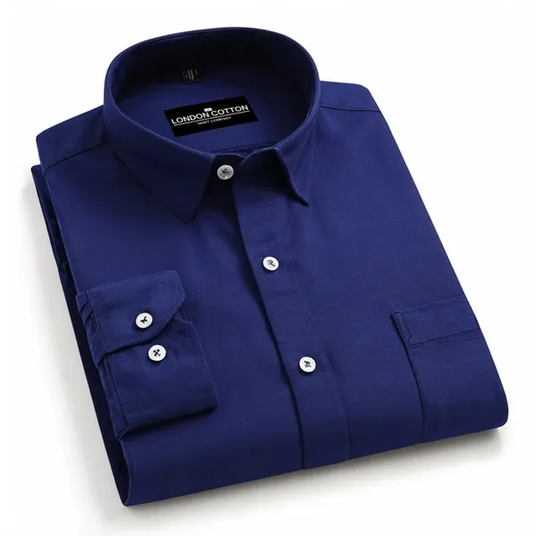 Plain_Cotton_Blend_Solid_Shirts_Navy_Blue