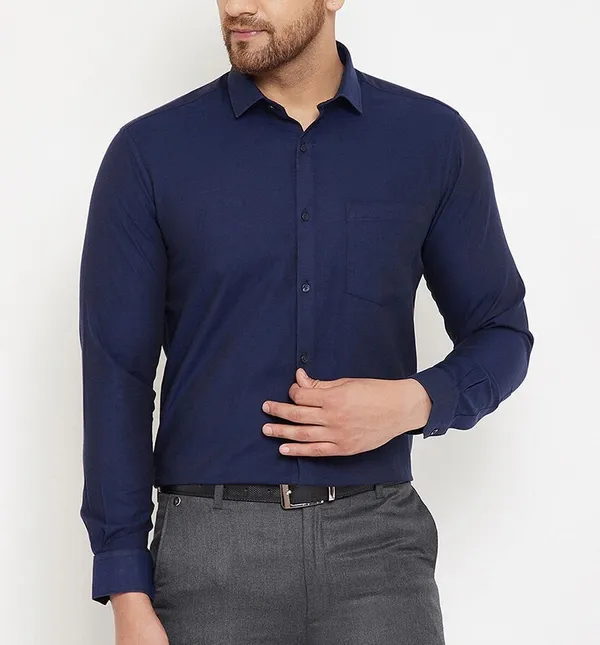 Plain_Cotton_Blend_Solid_Shirts_Navy_Blue