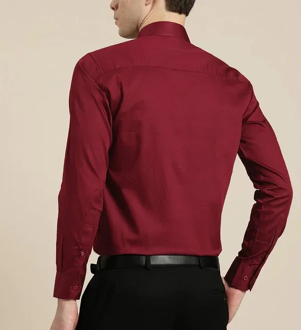 Plain_Cotton_Blend_Solid_Shirts_Maroon