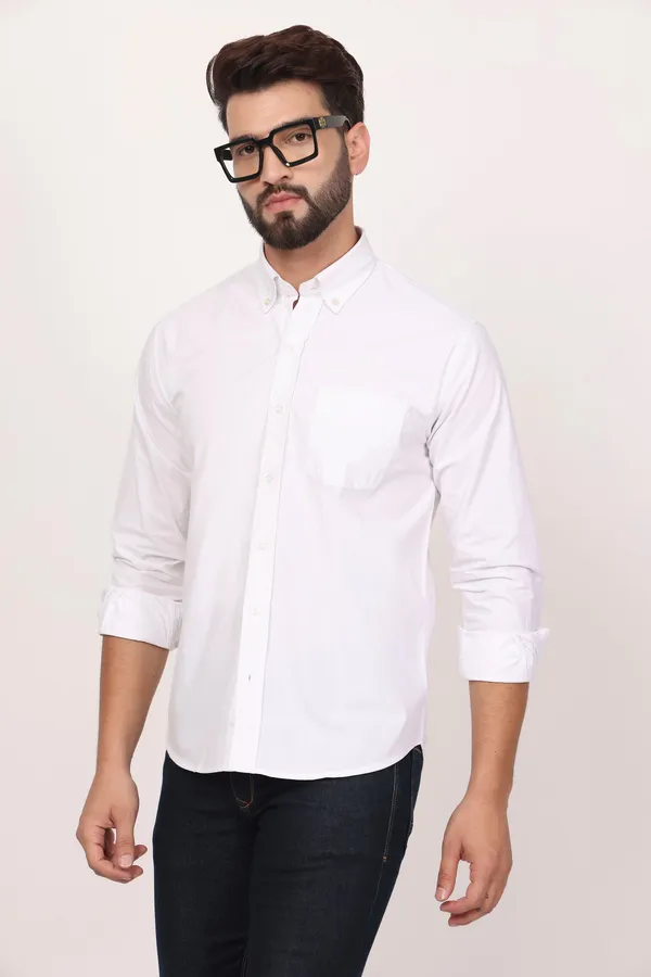 New_White_Down_Button_Casual_Shirt_I_100_Cotton_Twill