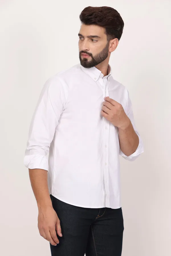 New_White_Down_Button_Casual_Shirt_I_100_Cotton_Twill