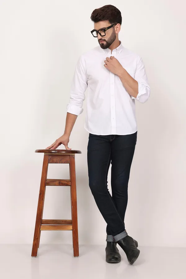 New_White_Down_Button_Casual_Shirt_I_100_Cotton_Twill