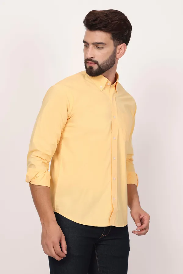 New_Yellow_Down_Button_Casual_Shirt_I_100_Cotton_Twill