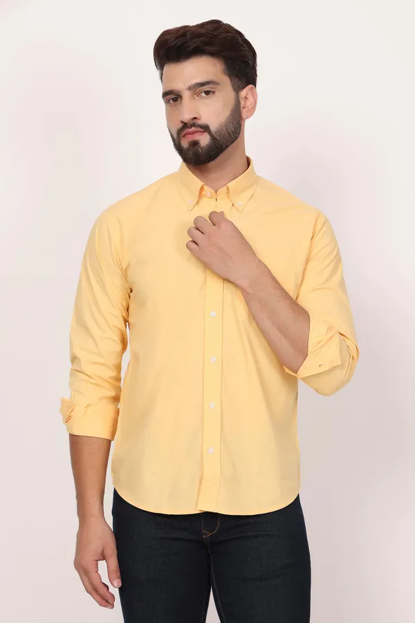 New_Yellow_Down_Button_Casual_Shirt_I_100_Cotton_Twill