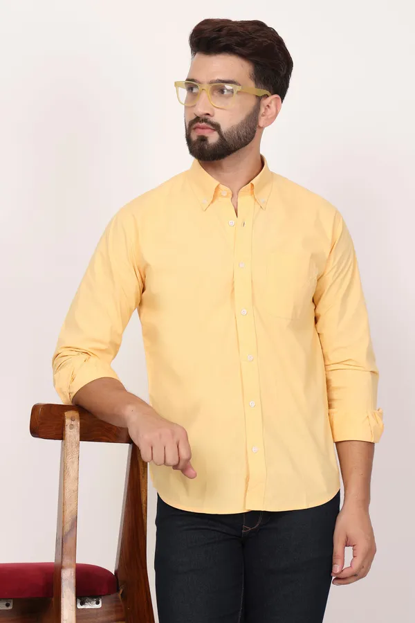 New_Yellow_Down_Button_Casual_Shirt_I_100_Cotton_Twill