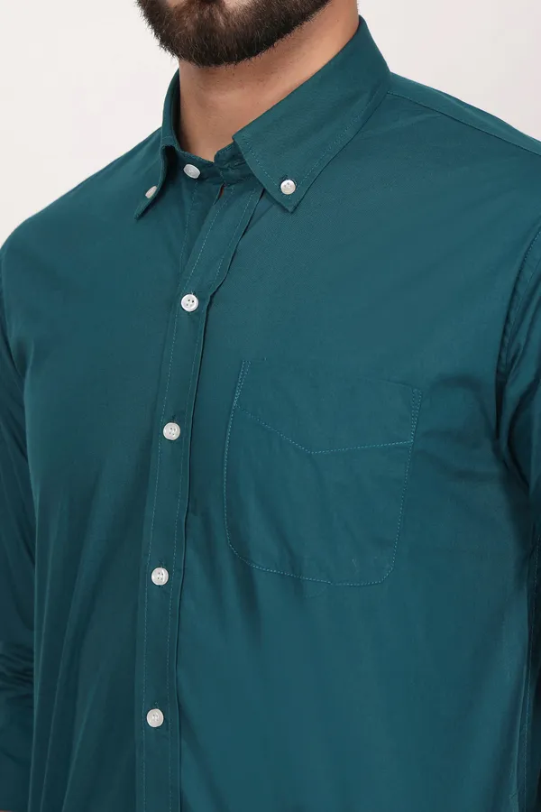 New_Dark_Green_Down_Button_Casual_Shirt_I_100_Cotton_Twill