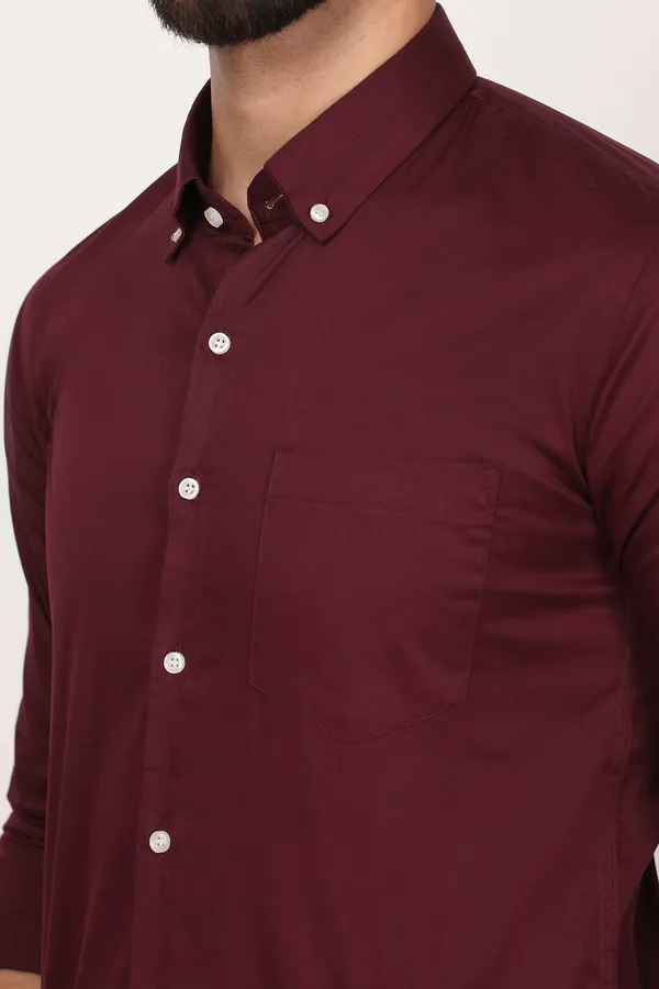 New_Mehroon_Down_Button_Casual_Shirt_I_100_Cotton_Twill