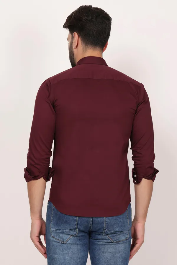 New_Mehroon_Down_Button_Casual_Shirt_I_100_Cotton_Twill