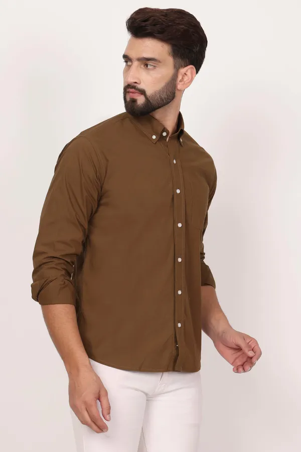 New_Mehandi_Down_Button_Casual_Shirt_I_100_Cotton_Twill