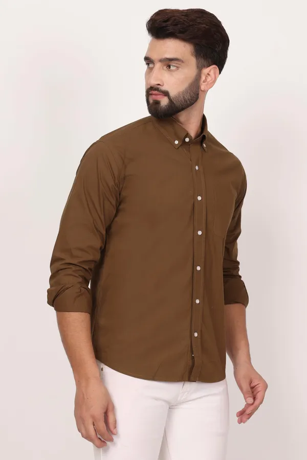 New_Mehandi_Down_Button_Casual_Shirt_I_100_Cotton_Twill