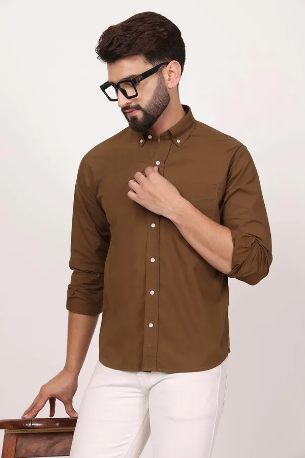 New_Mehandi_Down_Button_Casual_Shirt_I_100_Cotton_Twill