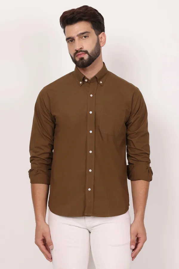 New_Mehandi_Down_Button_Casual_Shirt_I_100_Cotton_Twill