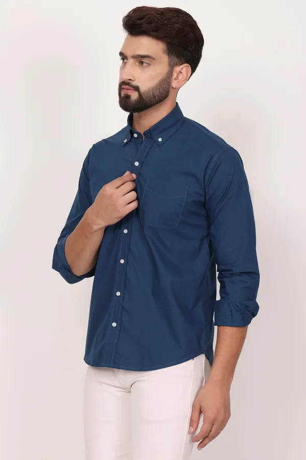 New_Royal_Blue_Down_Button_Casual_Shirt_I_100_Cotton_Twill