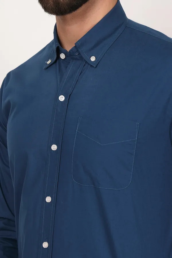 New_Royal_Blue_Down_Button_Casual_Shirt_I_100_Cotton_Twill