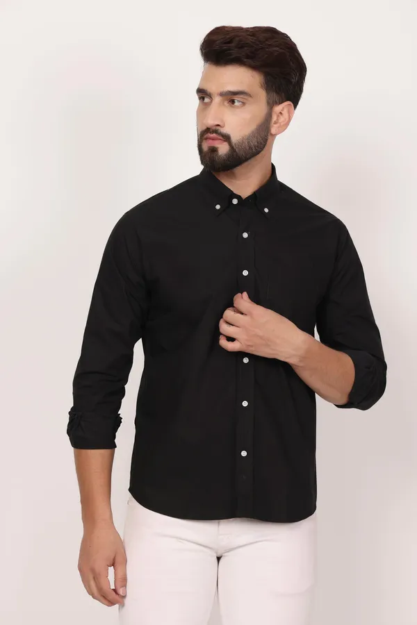 New_Black_Down_Button_Casual_Shirt_I_100_Cotton_Twill