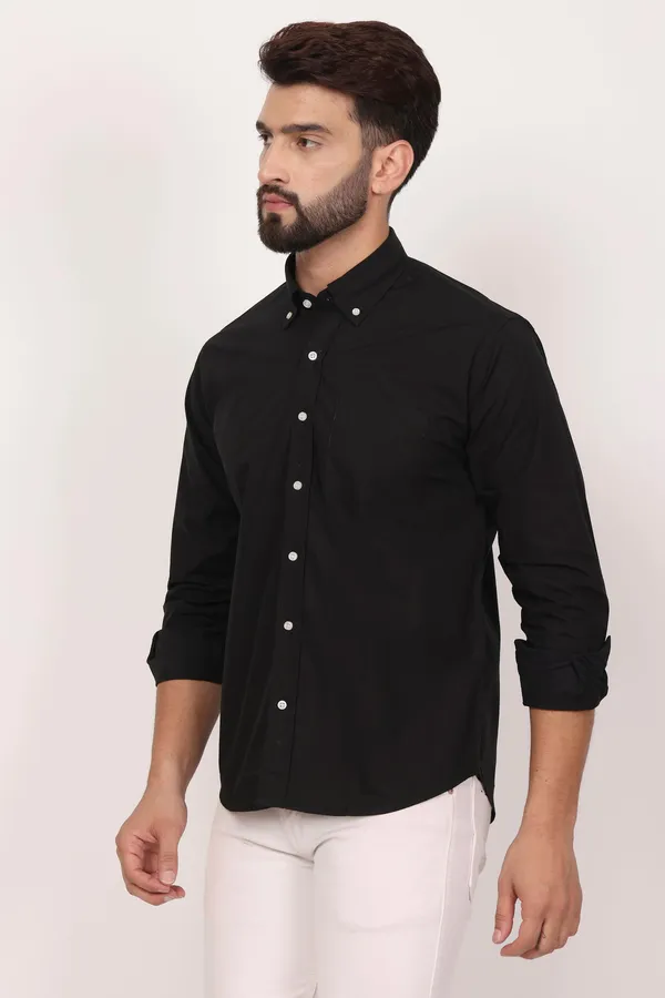 New_Black_Down_Button_Casual_Shirt_I_100_Cotton_Twill