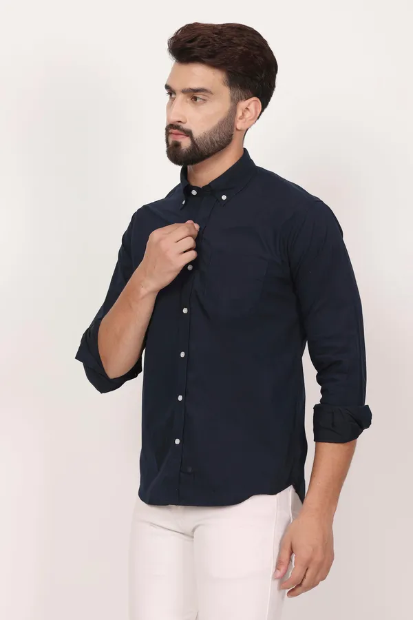 New_Navy_Blue_Down_Button_Casual_Shirt_I_100_Cotton_Twill