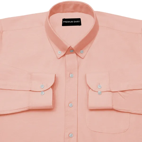 New_Peach_Oxford_Cotton_Shirt_For_Men