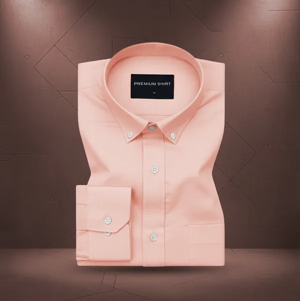 New_Peach_Oxford_Cotton_Shirt_For_Men
