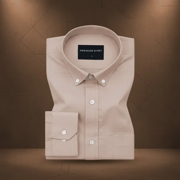 New_Beige_Oxford_Cotton_Shirt_For_Men
