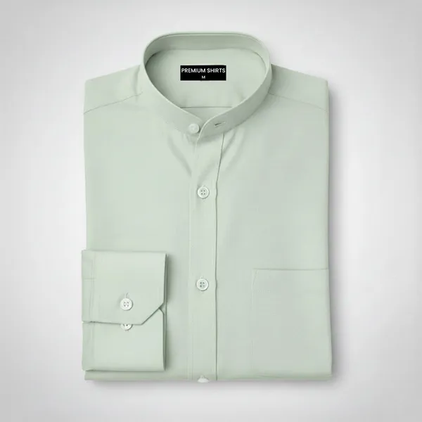Premium_Chinese_Collar_Pista_Tailored_Fit_Cotton_Casual_Shirt_For_Man