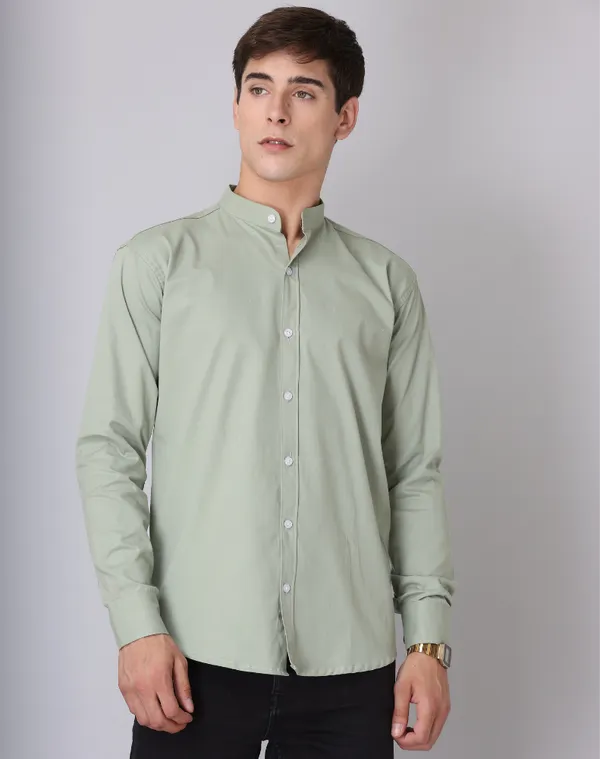 Premium_Chinese_Collar_Pista_Tailored_Fit_Cotton_Casual_Shirt_For_Man