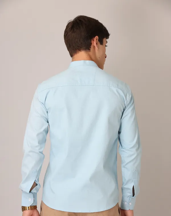 Premium_Chinese_Collar_Light_Blue_Tailored_Fit_Cotton_Casual_Shirt_For_Man