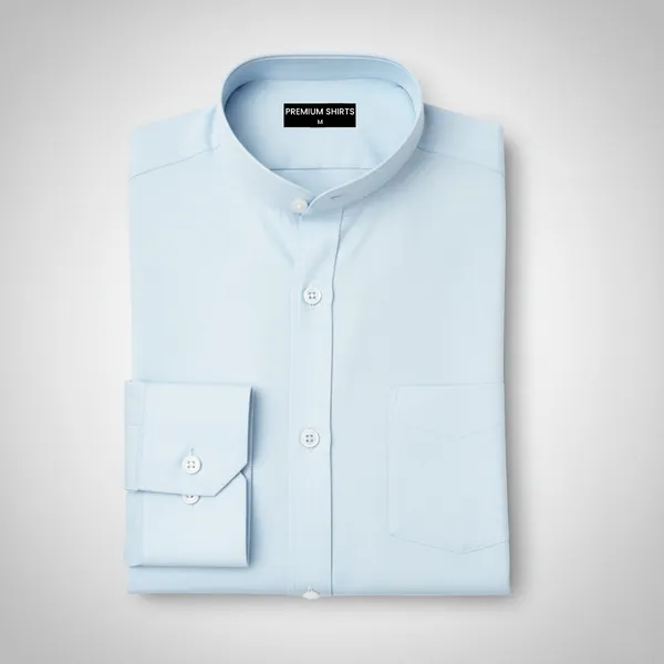 Premium_Chinese_Collar_Light_Blue_Tailored_Fit_Cotton_Casual_Shirt_For_Man