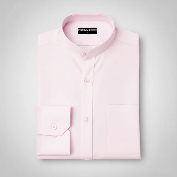 Premium_Chinese_Collar_Light_Pink_Tailored_Fit_Cotton_Casual_Shirt_For_Man