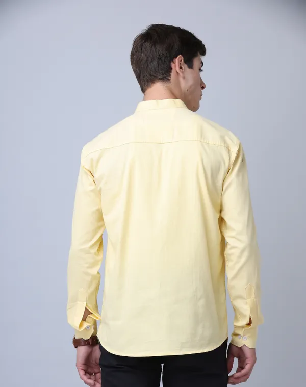 Premium_Chinese_Collar_Yellow_Tailored_Fit_Cotton_Casual_Shirt_For_Man