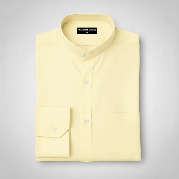 Premium_Chinese_Collar_Yellow_Tailored_Fit_Cotton_Casual_Shirt_For_Man