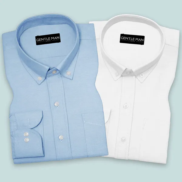 Pack_Of_2_Sky_Blue_White_Oxford_Cotton_Shirts_Bundle_For_Men