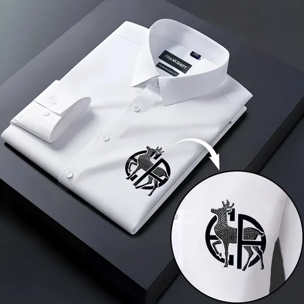 Deer_Designer_Premium_Cotton_Without_Pocket_Solid_Shirt_For_Man_White