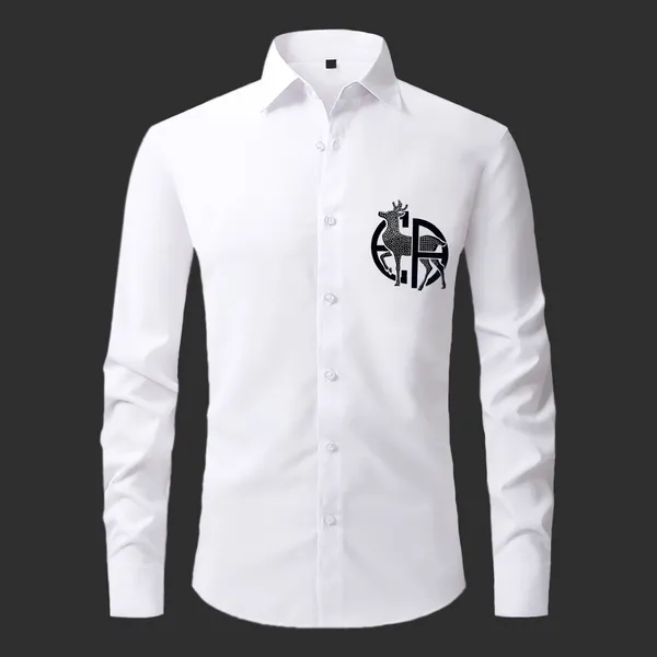 Deer_Designer_Premium_Cotton_Without_Pocket_Solid_Shirt_For_Man_White