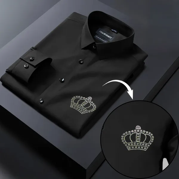 Crown_Designer_Premium_Cotton_Without_Pocket_Solid_Shirt_For_Man_Black