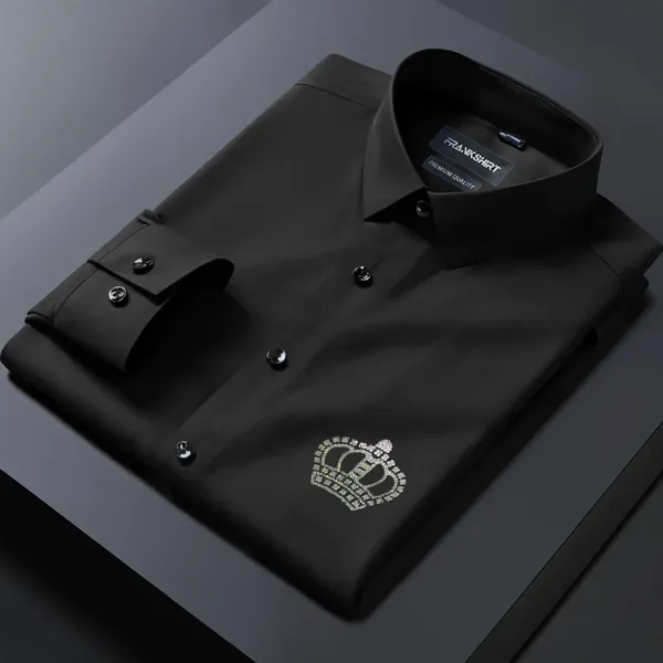 Crown_Designer_Premium_Cotton_Without_Pocket_Solid_Shirt_For_Man_Black