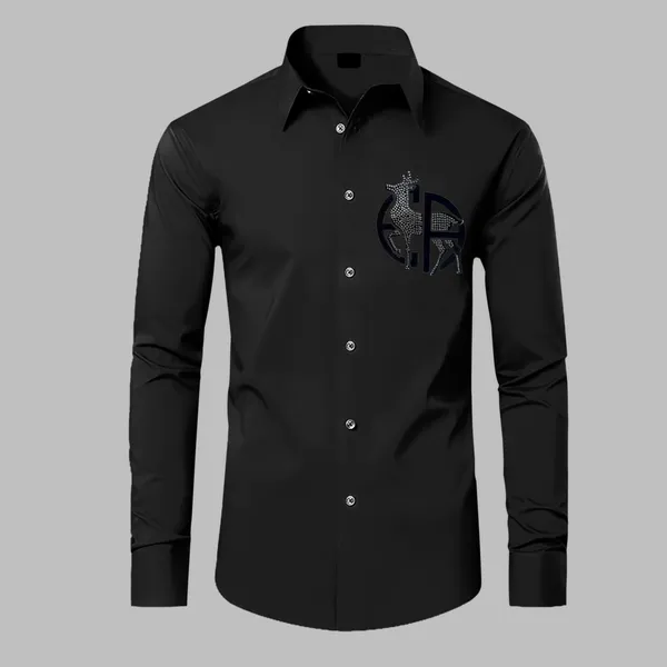 Deer_Designer_Premium_Cotton_Without_Pocket_Solid_Shirt_For_Man_Black