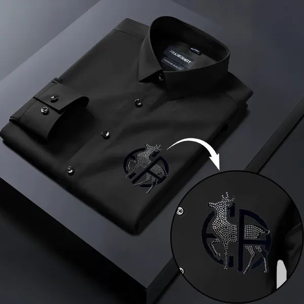 Deer_Designer_Premium_Cotton_Without_Pocket_Solid_Shirt_For_Man_Black