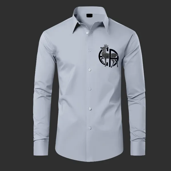 Deer_Designer_Premium_Cotton_Without_Pocket_Solid_Shirt_For_Man_Silver