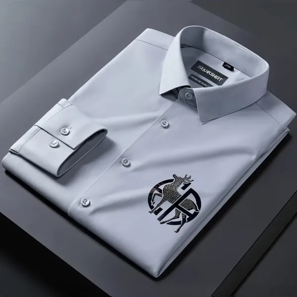 Deer_Designer_Premium_Cotton_Without_Pocket_Solid_Shirt_For_Man_Silver