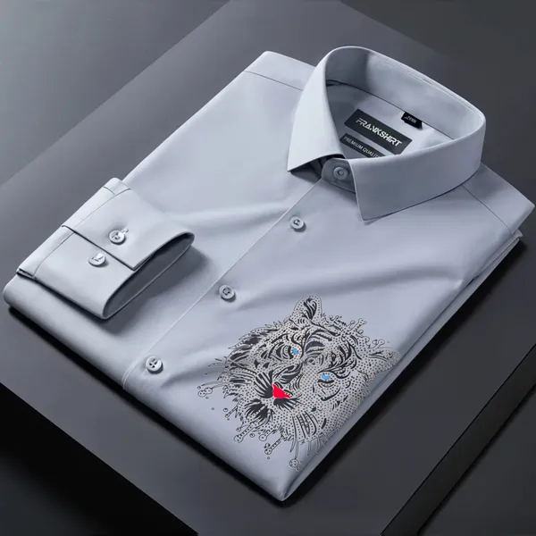 Tiger_Designer_Premium_Cotton_Without_Pocket_Solid_Shirt_For_Man_Silver