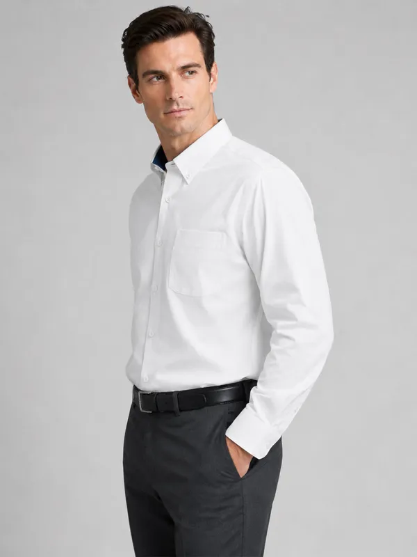 White_Satin_Contrast_Collar_Shirt_For_Men