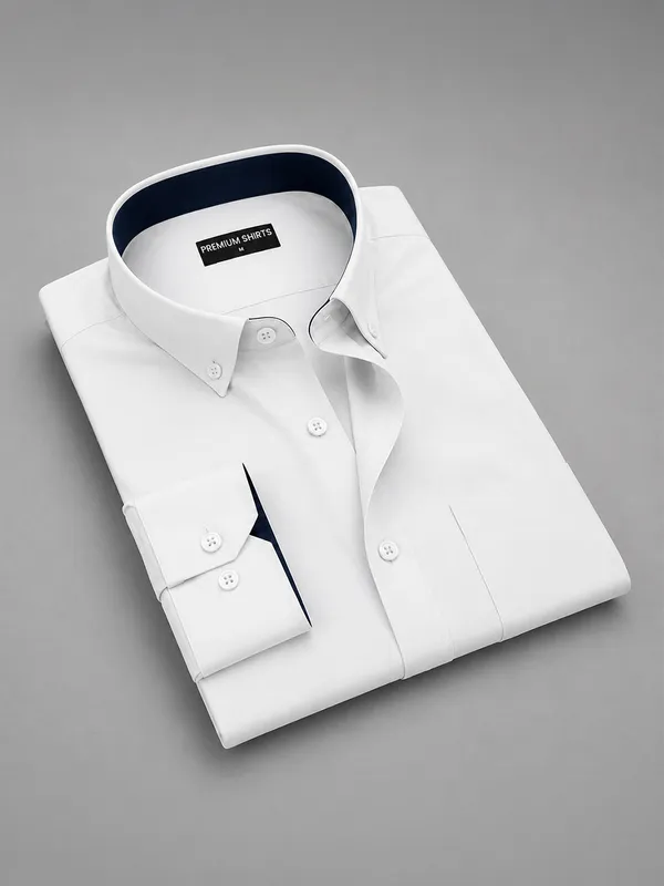 White_Satin_Contrast_Collar_Shirt_For_Men