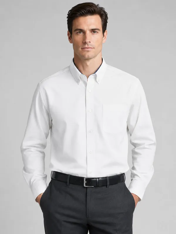 White_Satin_Contrast_Collar_Shirt_For_Men