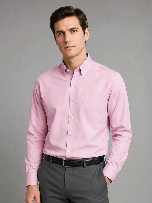 Light_Pink_Satin_Contrast_Collar_Shirt_For_Men