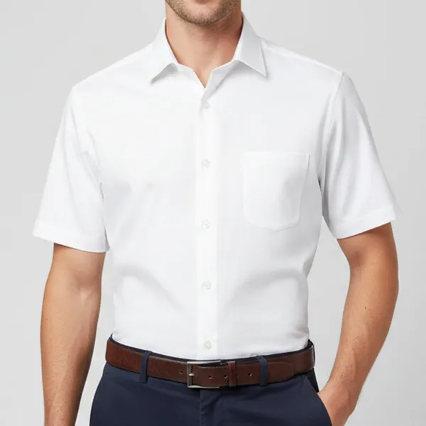 Half_Sleeve_Premium_Cotton_White_Shirt_For_Man