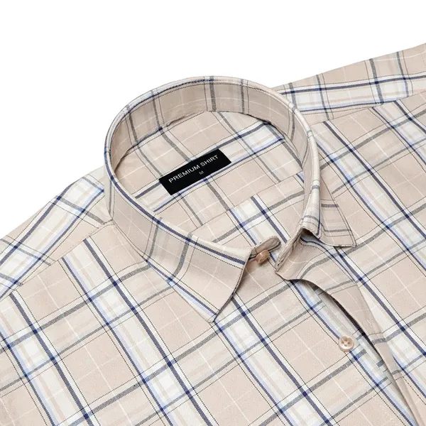 Beige_Blue_Classic_Check_Oxford_Shirt_For_Men