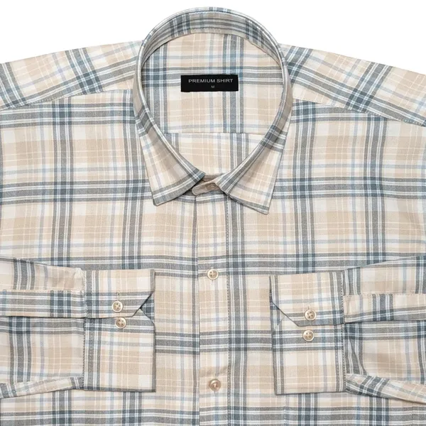 Beige_Teal_Classic_Check_Cotton_Blend_Shirt_For_Men