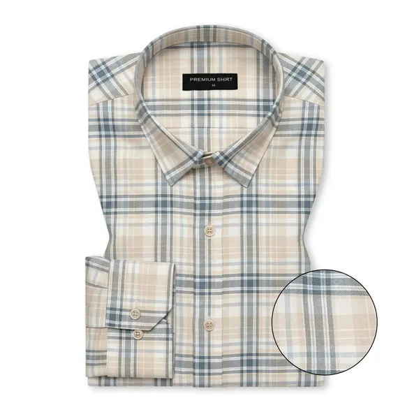Beige_Teal_Classic_Check_Cotton_Blend_Shirt_For_Men
