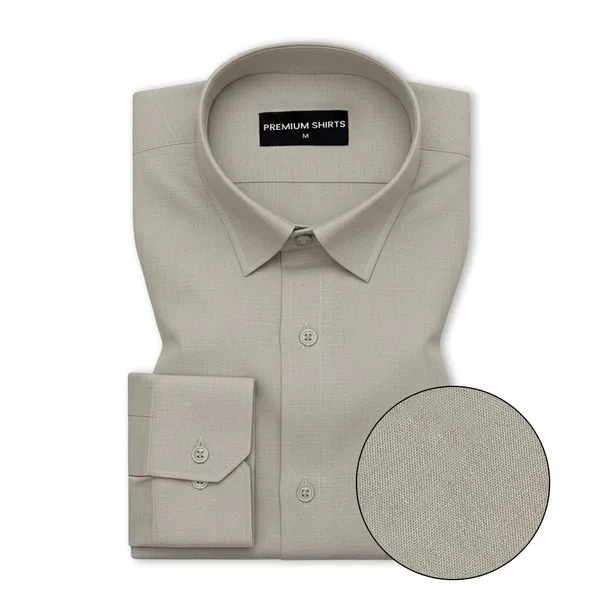 Khaki_Grey_Oxford_Cotton_Shirt_For_Men